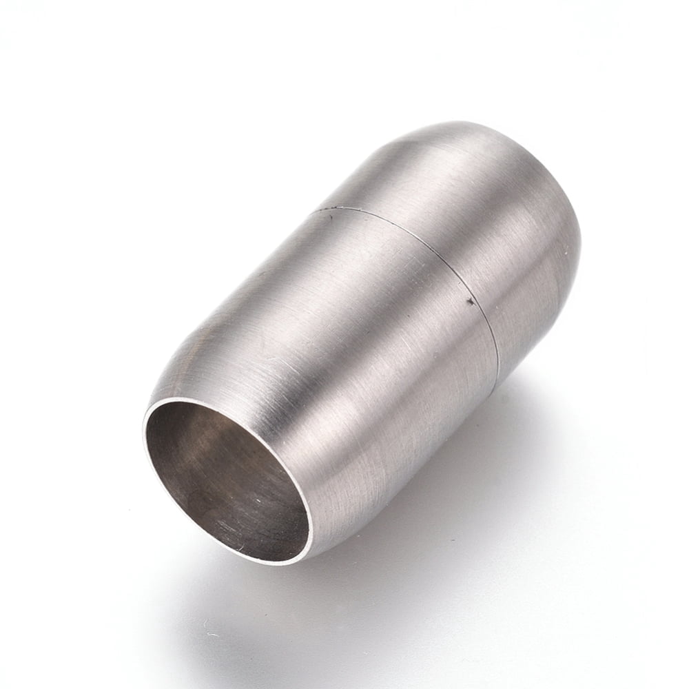 10 set Tarnish Resistant 304 Stainless Steel Magnetic Clasps with Glue-in Ends Matte Column Stainless Steel color 25x14mm Hole: 10.5mm