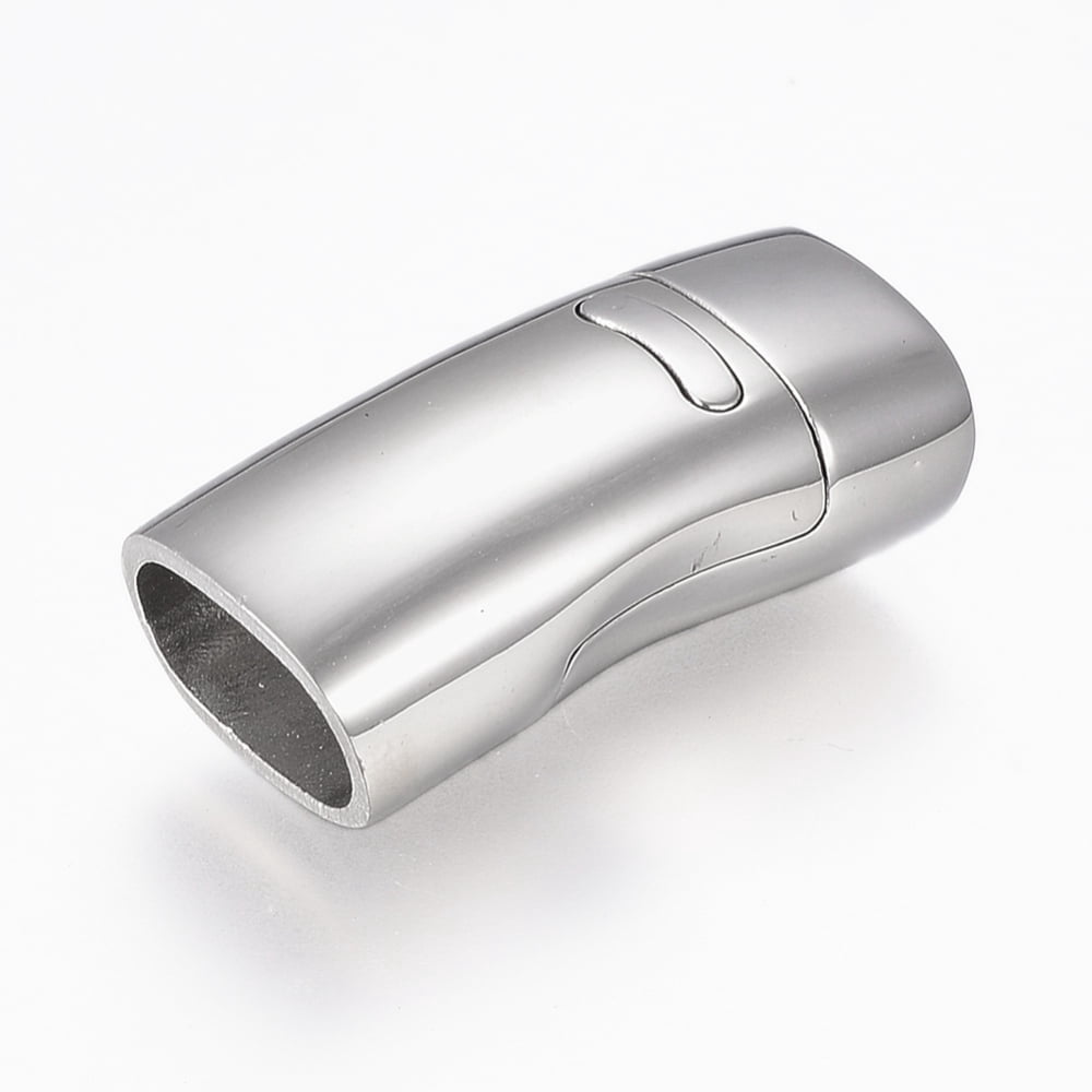 10 set Tarnish Resistant 304 Stainless Steel Magnetic Clasps with Glue-in Ends Rectangle Stainless Steel color 27x13x9mm Hole: 7x11mm
