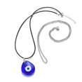 thumbnail image 1 of 10 set Teardrop Lampwork Evil Eye Pendants Necklaces with 316 Surgical Stainless Steel Chains/Cowhide Leather Cord and 304 Stainless Steel Lobster Claw Clasps, 1 of 7