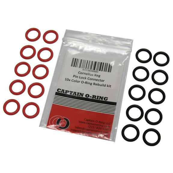 10 sets COLOR CODED ORing Set - Cornelius Keg Pin Lock Connectors for Homebrew Kegs by Captain O-Ring