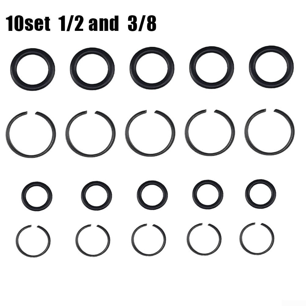 10 sets of Pneumatic Impact Wrench Socket Retainer Rings with ORing 1/2 3/8