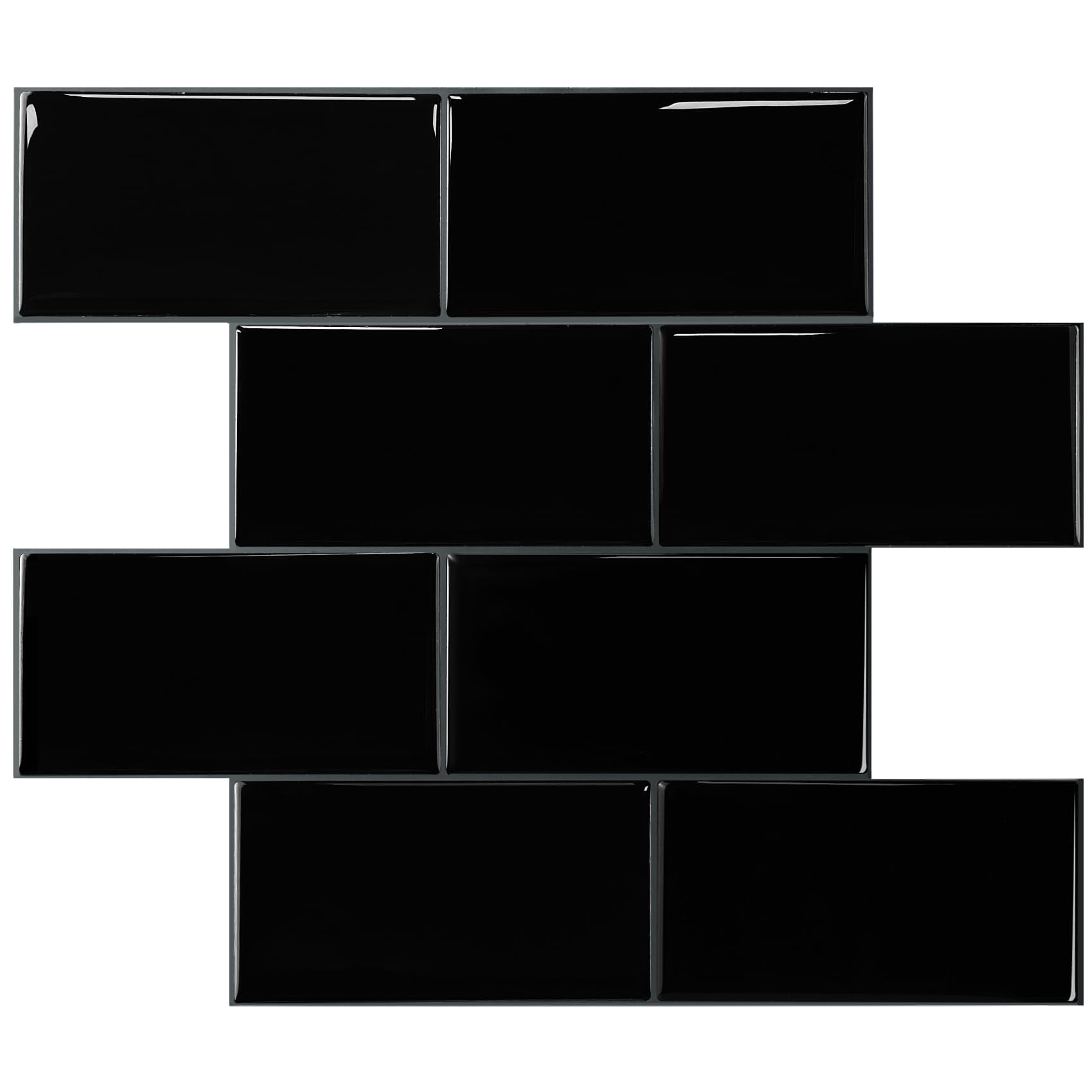 10-sheet Backsplash Peel And Stick Subway Tile  Black Self Adhesive Vinyl Wall Tiles On For Kitchen Bathroom(thicker Design)