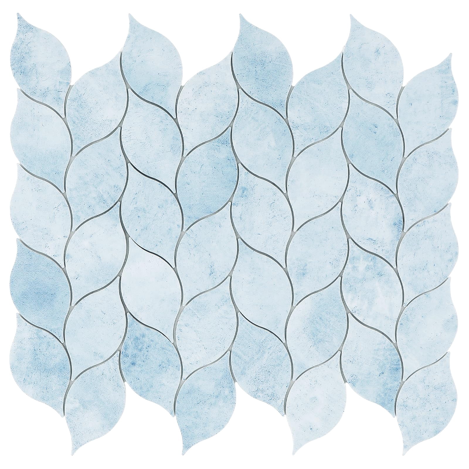 10-sheet Peel And Stick Backsplash Tile For Kitchen  Self-adhesive Mosaic Glossy Leaf On Wall With Gaps (pastel Blue)