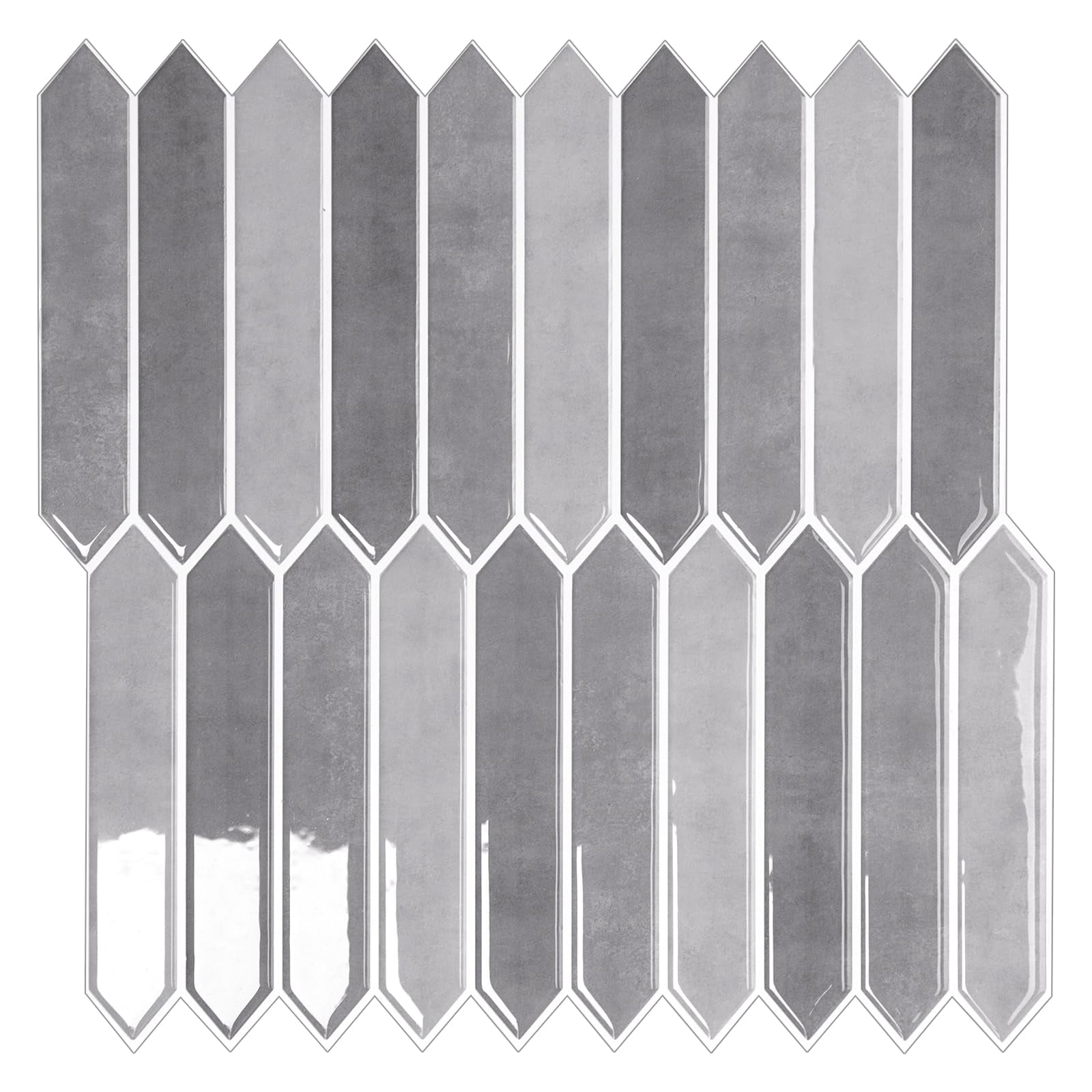 10-sheet Peel And Stick Backsplash Tile  Self-adhesive Gray Long Hexagon Wall Tiles On For Kitchen Bathroom Fireplace Rv Thicker Design(12"*12").