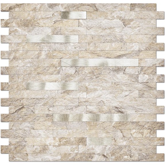 10-sheet Peel And Sticksplash Wall Tile Pvc Kitchen In Sandstone 9.4 Sq.ft