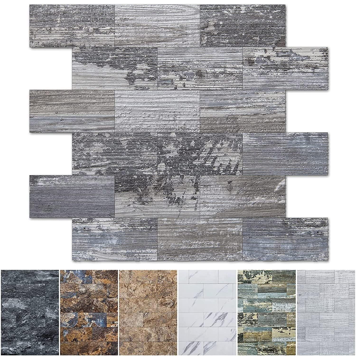 10-sheet Peel And Stick Backsplash Pvc Wall Tile  Stickon For Kitchen Backplash Bathroom Vanities Fireplace Decor Laundry Table Stair Decals In Light Rustic Plastic-sheets