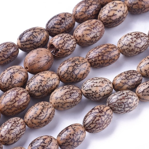 10 strand Buddhism Mala Beads Jewelry Findings Undyed Natural Bodhi Beads Oval BurlyWood 13~18x9~13mm Hole: 1~2mm 27pcs/strand 15.7 inch