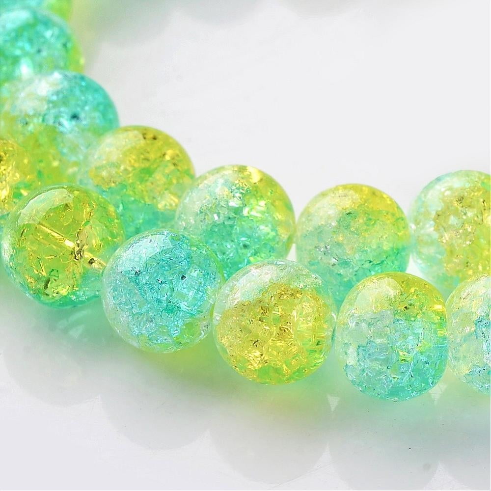 10 strand Crackle Glass Round Bead Strands Mixed color 8mm Hole: 1mm 49pcs/strand 14.5 inch
