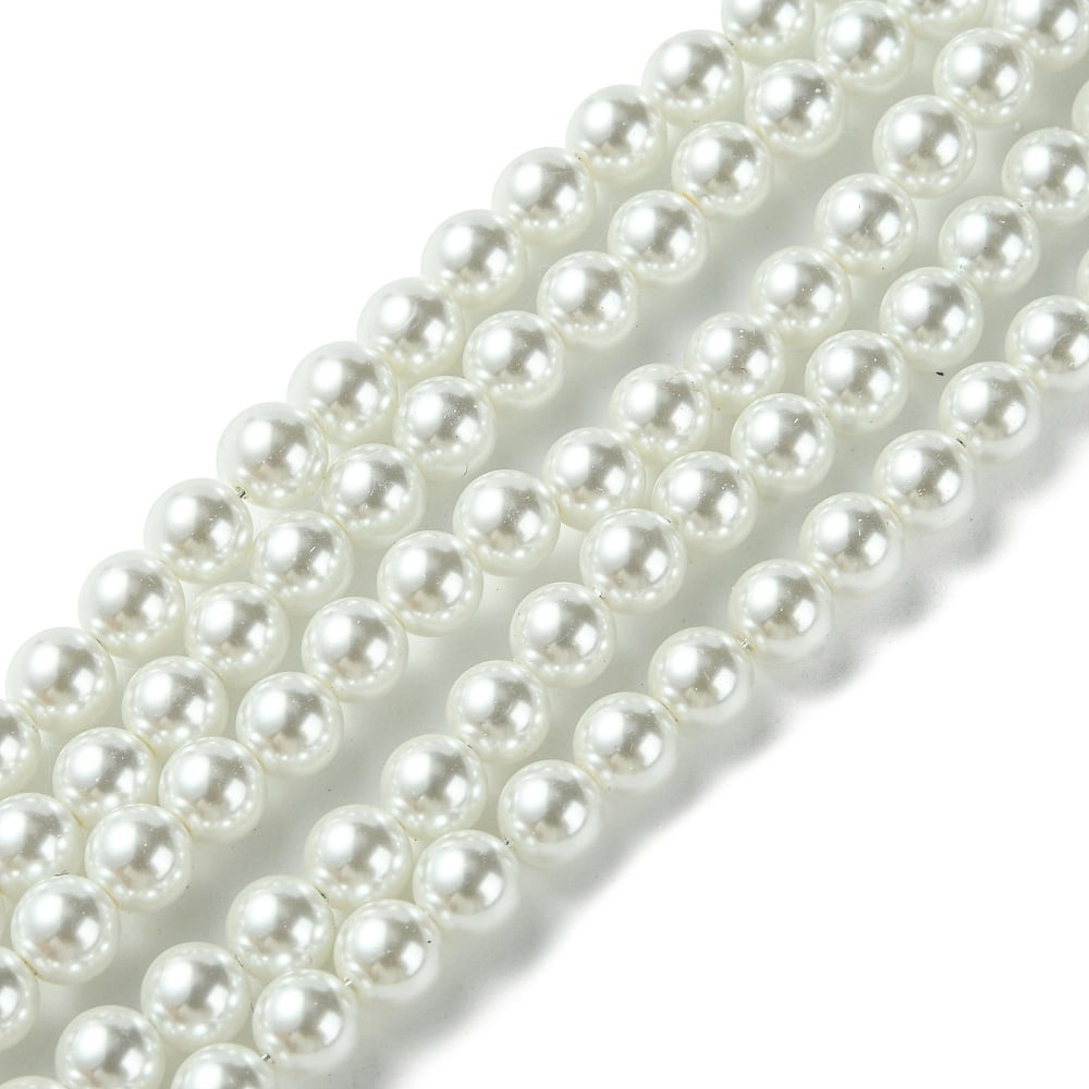 10 strand Eco-Friendly Glass Pearl Beads High Luster Grade A Round White 6mm Hole: 1mm 160pcs/strand 37.8 inch