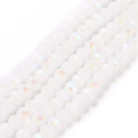 10 strand Electroplate Glass Beads Strands Imitation Jade Beads Half Plated Rainbow Plated Faceted Rondelle White 6x5mm Hole: 1mm 80~85pcs/strand 38~40cm
