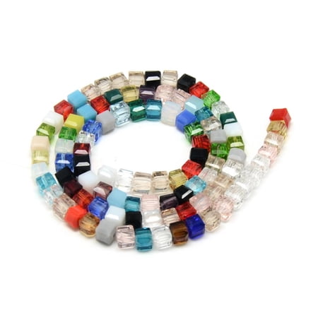 10 strand Faceted Transparent Glass Cube Beads Strands Mixed color 6x6x6mm Hole: 1mm about 100pcs/strand 22 inch