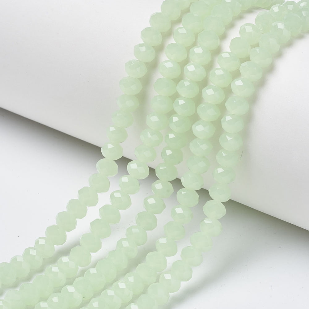 10 strand Glass Beads Strands Imitation Jade Faceted Rondelle Pale Green 10x8mm Hole: 1mm 60~61pcs/strand 46~48cm