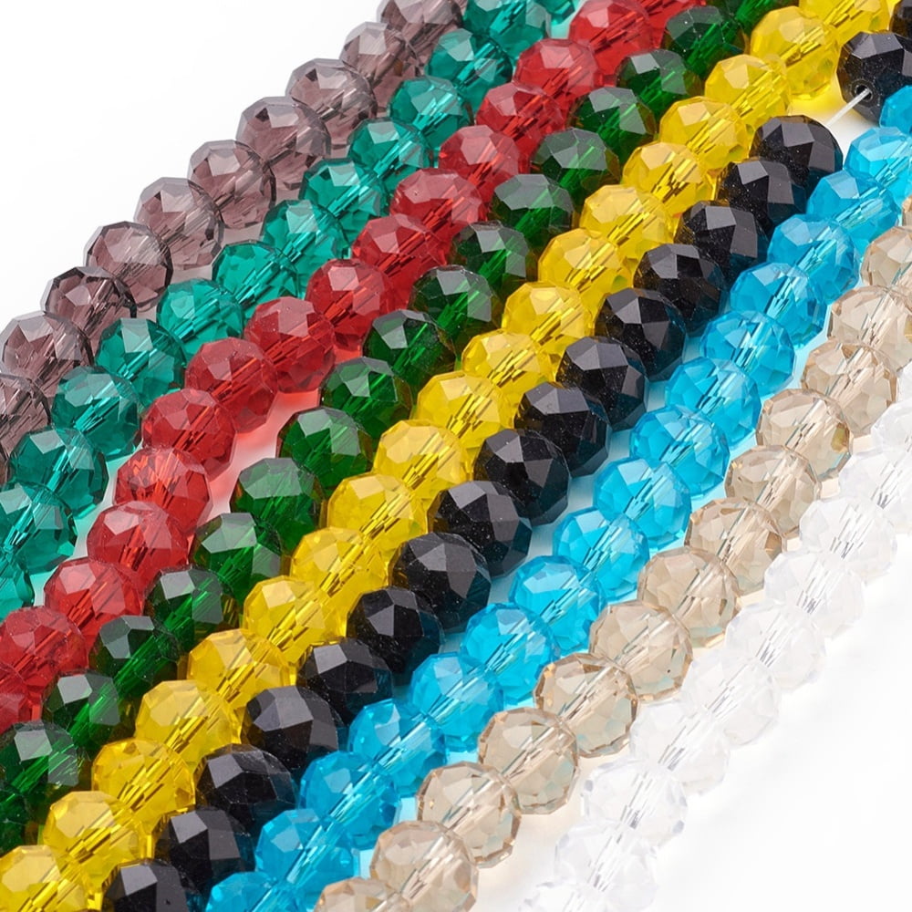 10 strand Handmade Glass Beads Faceted Rondelle Mixed color 10x7mm Hole: 1mm 60~61pcs/strand 46~48cm