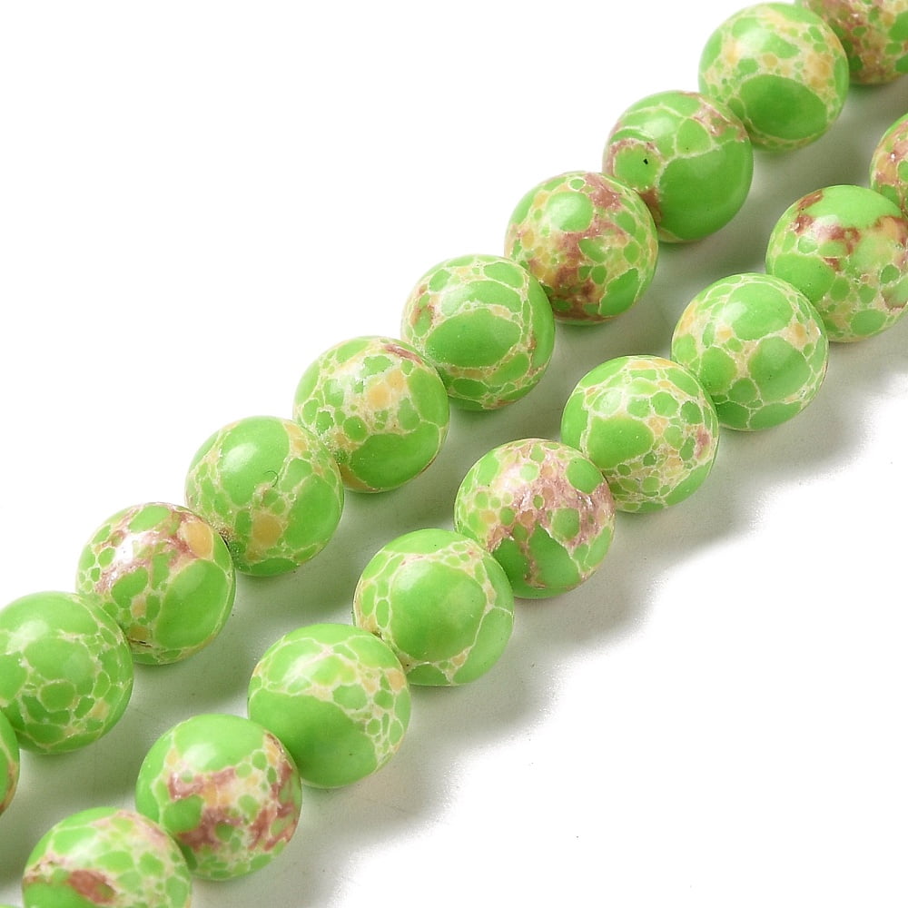 10 strand Imperial Jasper Dyed Beads Strands Round Green Yellow 8mm Hole: 1.2mm 47~48pcs/strand 14.96''~15.16''(38~38.5cm)