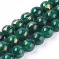 thumbnail image 1 of 10 strand Natural Mashan Jade Beads Strands with golden Foil Dyed Round Dark Green 6mm Hole: 1mm 70pcs/strand 15.75 inch(40cm), 1 of 3