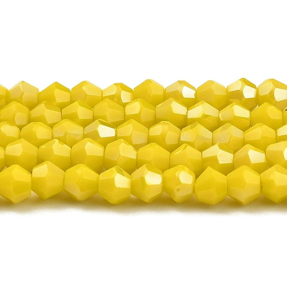 10 strand Opaque Solid color Electroplate Glass Beads Strands AB color Plated Faceted Bicone Yellow 4x4mm Hole: 0.8mm 80~85pcs/strand 30~32cm