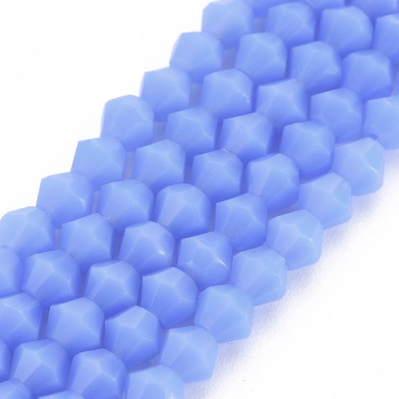 10 strand Opaque Solid color Glass Beads Strands Imitation Jade Faceted Bicone Cornflower Blue 4.5x4mm Hole: 1mm 80~85pcs/strand 30~32cm