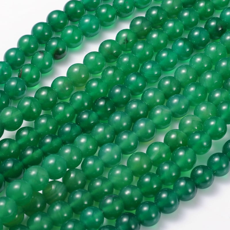10 strand Round Natural Green Onyx Agate Beads Strands Dyed Heated 8mm Hole: 1.5mm 48pcs/strand 15.1 inch