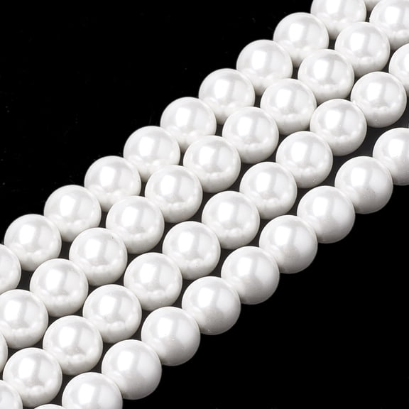 10 strand Shell Pearl Beads Strands Round White 8~8.5mm Hole: 1mm 48pcs/strand 15.9 inch