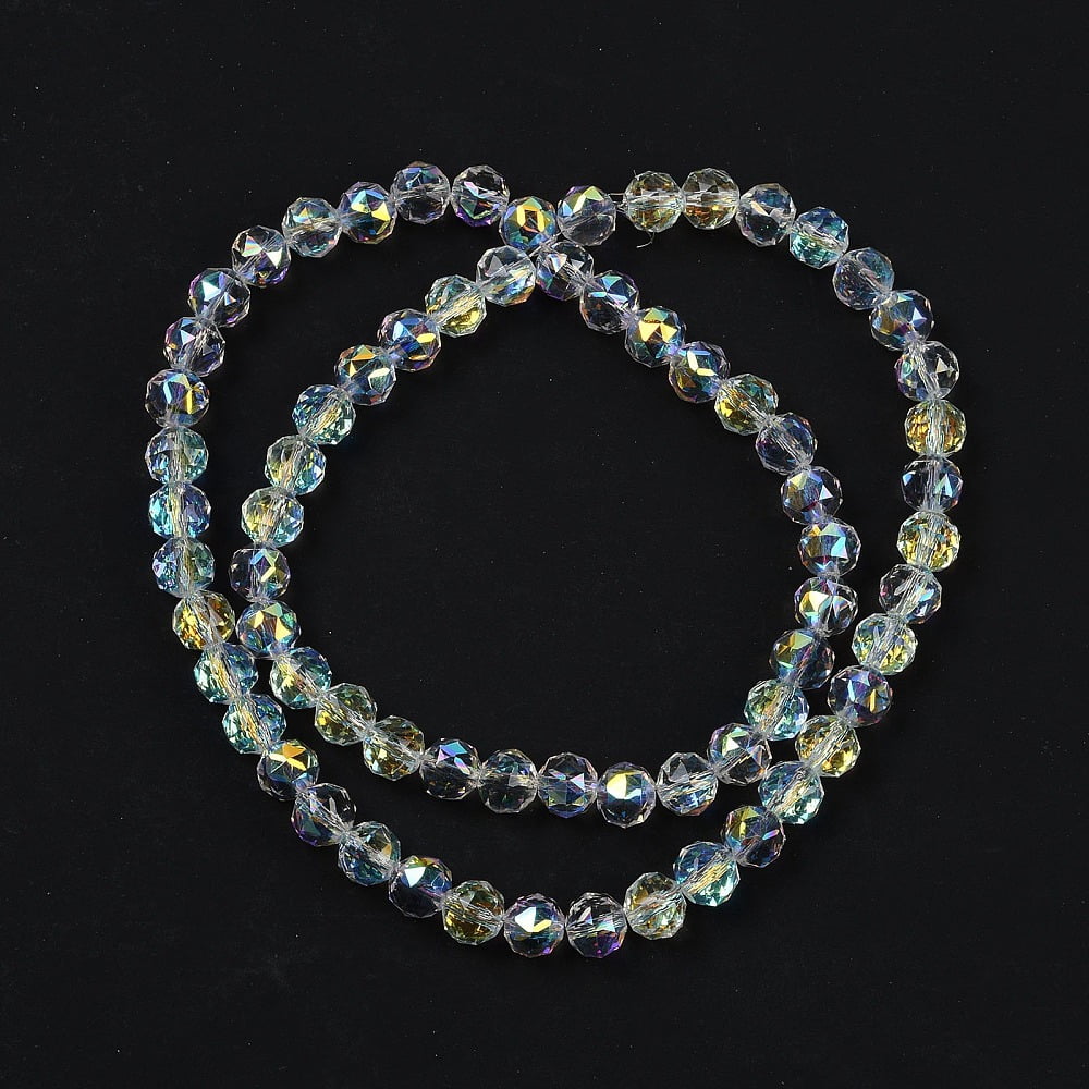 10 strand Transparent Electroplate Glass Beads Strands Faceted Round ...