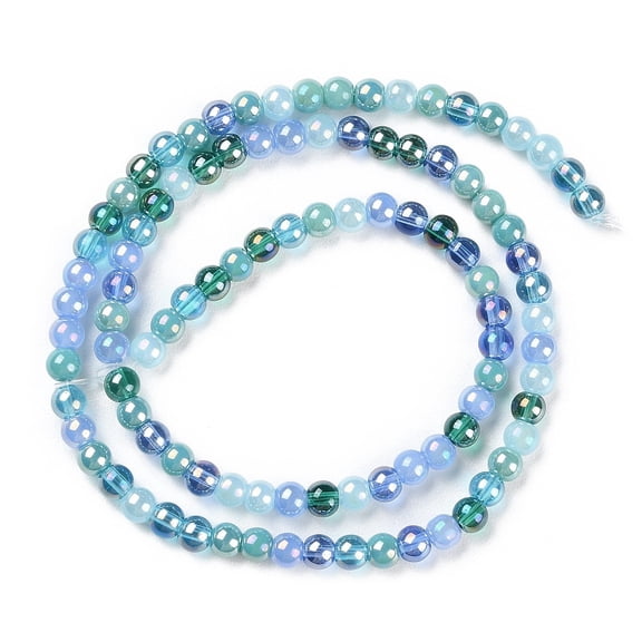 10 strand Transperant Electroplate Glass Beads Strands AB color Plated Round Cornflower Blue 4~4.5mm Hole: 0.9mm 100pcs/strand 14.96''(38cm)