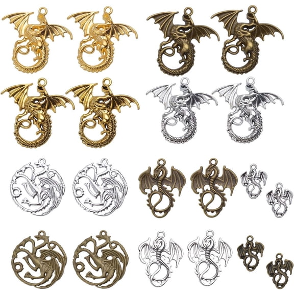 10 styles 20 Pieces Assorted Craft Supplies Antique Dragon Charms Alloy Beads  for Jewelry Making Accessory DIY Necklace