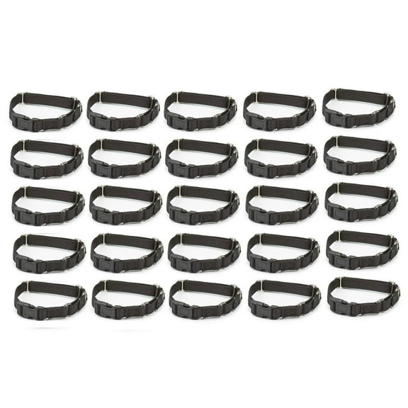 10" to 16" Black Martingale Dog Collar Bulk Packs Shelter Rescue Quick Release (25 Collars)