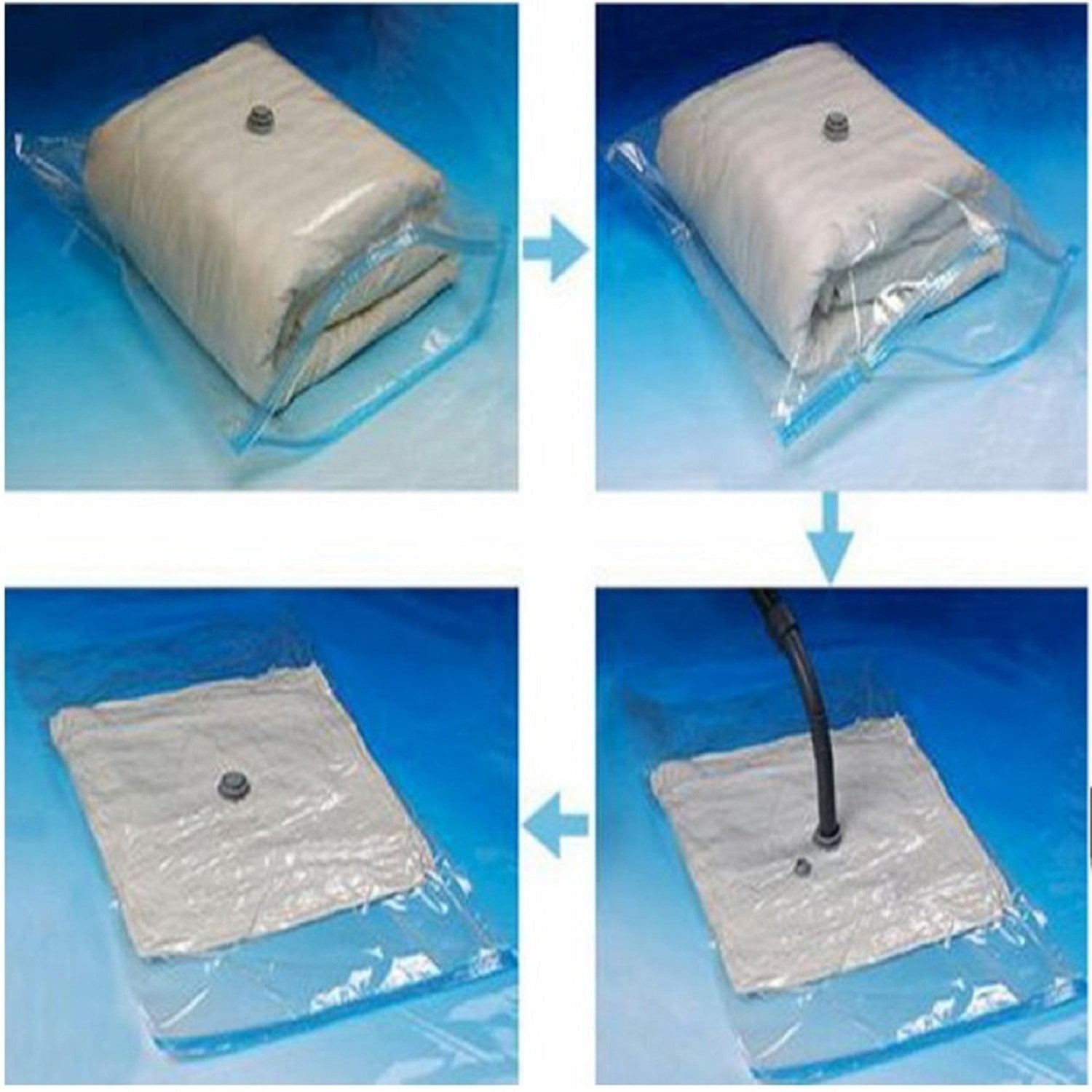 10 to 16 Combo Pack: Large, Extra Large to Super Jumbo Size Space Saver Storage Vacuum Seal Organizer Bag + 4 Travel Roll Up Bags