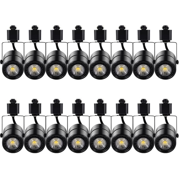 10 track lighting heads, 3000 warm white dimmable track lighting fixture, for highlighting retail kitchen artwork, 120 linear track light type -90+24-16 pack (black)
