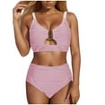 thumbnail image 1 of $10 & under UTSJKR 2 Piece Bestselling Bikini Set U-Wire Cutout Swimsuit High Waisted Textured 2025 Summer Beach Swim Bathing Suits Pink XXL, 1 of 7