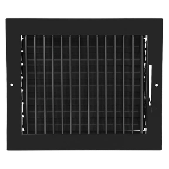 10"w X 8"h Adjustable AIR Supply Diffuser - HVAC Vent Cover Sidewall or Ceiling - Grille Register - High Airflow - Black [Outer Dimensions: 11.875"w X 10"h]