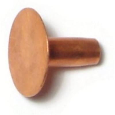 #10 x 0.44" x 3/8" Copper Flat Countersunk Head Belt Rivets (60 pcs.)