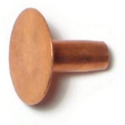 #10 x 0.44" x 3/8" Copper Flat Countersunk Head Belt Rivets SRC-085 (64 pcs.)