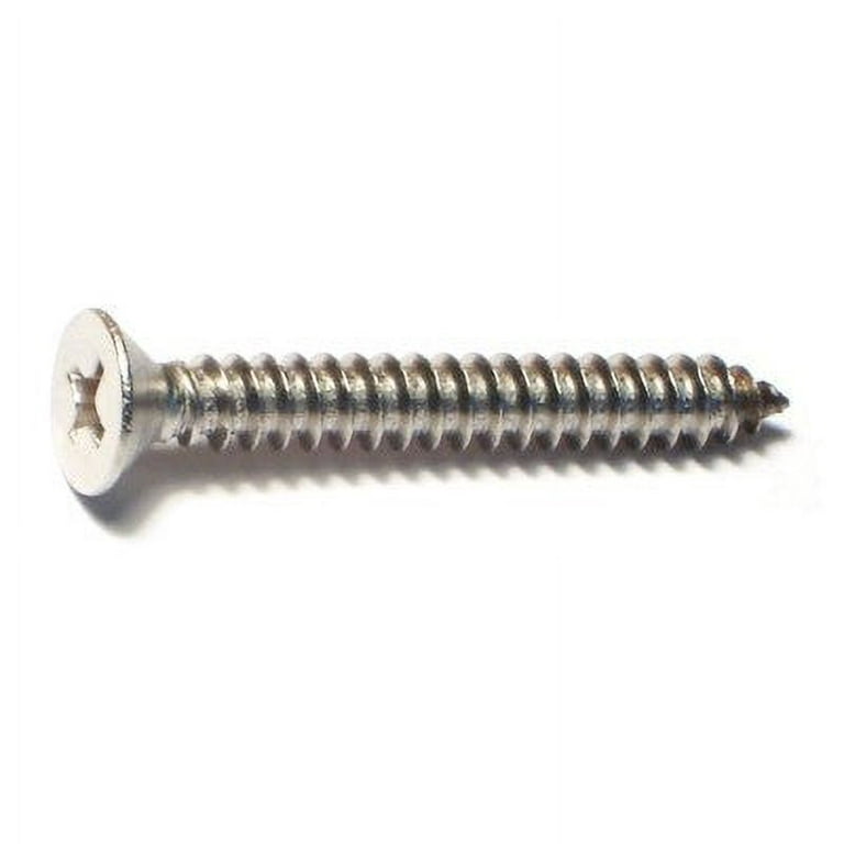 #4 x 1 Stainless Flat Head Phillips Wood Screw, (100 pc), 18-8 (304)  Stainless Steel Screws by Bolt Dropper