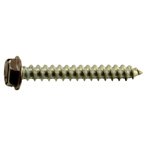 #10 x 1-1/2" Brown 18-8 Stainless Hex Head Sheet Metal Screws (12 pcs.)