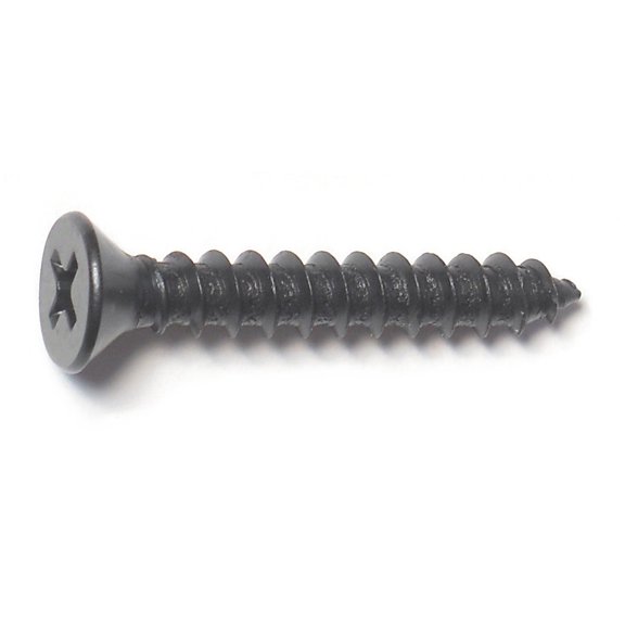#10 x 1-1/4" Black Steel Phillips Flat Head Sheet Metal Screws (10 pcs.)