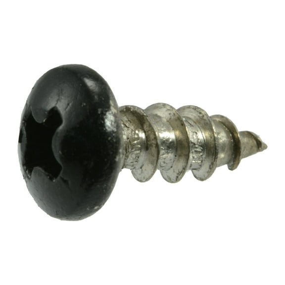 #10 x 1/2" Black Painted 18-8 Stainless Steel Phillips Pan Head Sheet Metal Screws SMSPSS-631