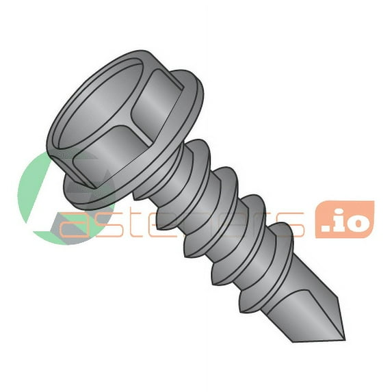 #10 x 1/2" Self-Drilling Screws / Unslotted / Hex Washer Head / Steel / Black Oxide / #2 Drill Point (Quantity: 8,000 pcs)