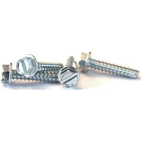 #10 x 1 3/4" Type B Self-Tapping Screws / Slotted / Hex Washer Head / Steel / Zinc - 2000 Piece Carton