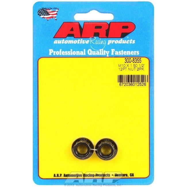 10 x 1.50 mm Thread Stainless Steel Nut with 12 Point Head, Black Oxide - Pack of 2