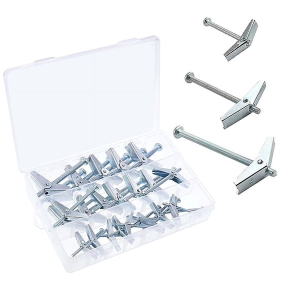 10 x 1/8 inch toggle bolts 8 x 3/16 inch toggle bolts 6 x 1/4 inch toggle bolts-Silver