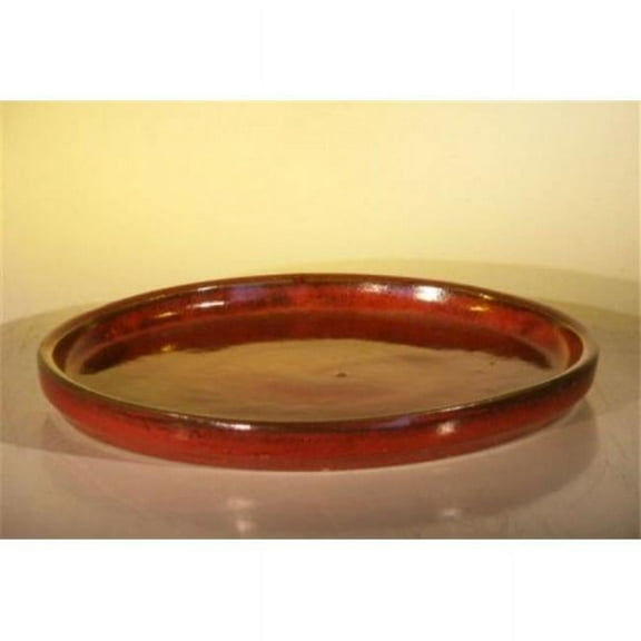 10 x 1 & 9.25 x 0.5 in. Parisian Red Ceramic Humidity & Drip Bonsai Tray, Round