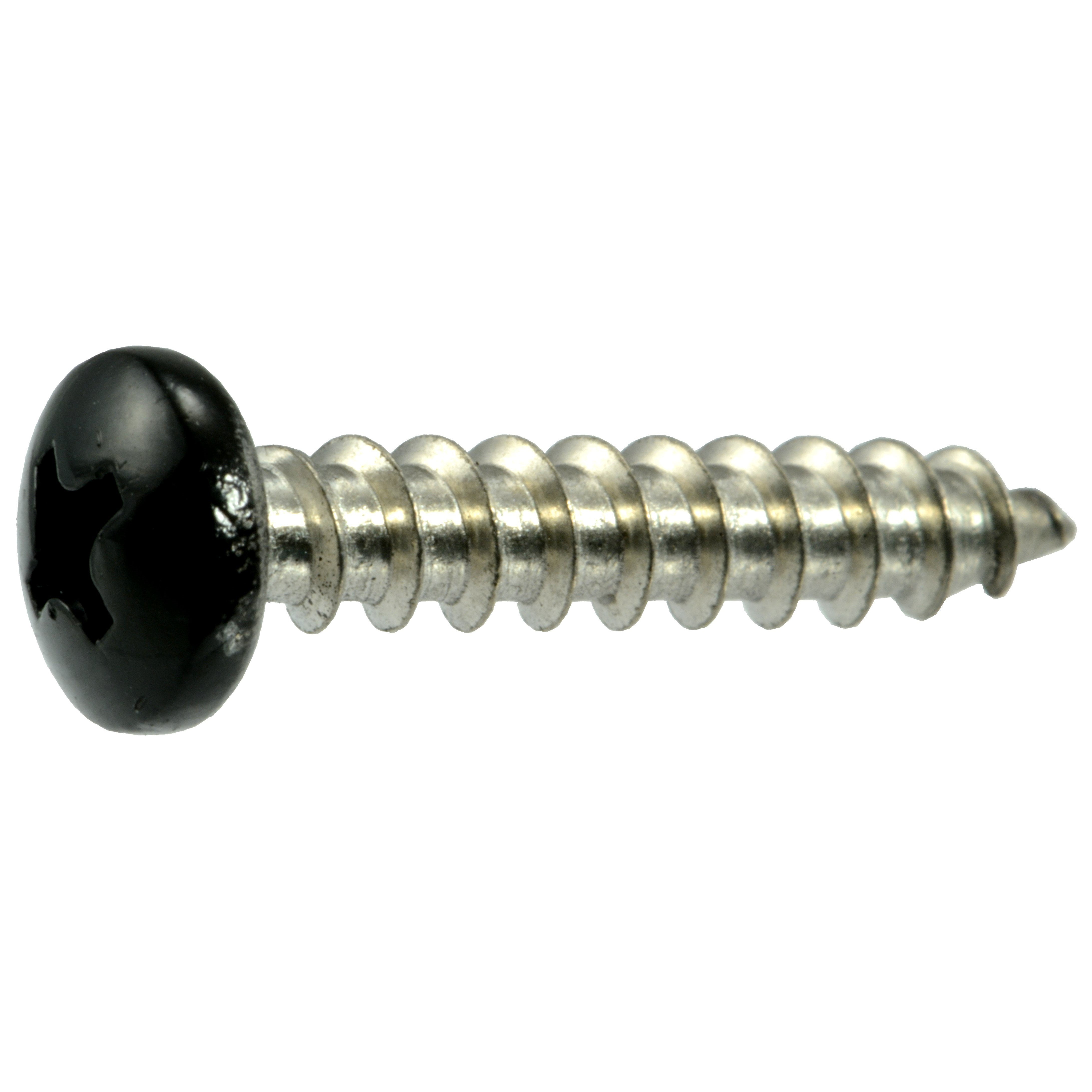 #10 x 1" Black Painted 18-8 Stainless Steel Phillips Pan Head Sheet Metal Screws SMSPSS-647