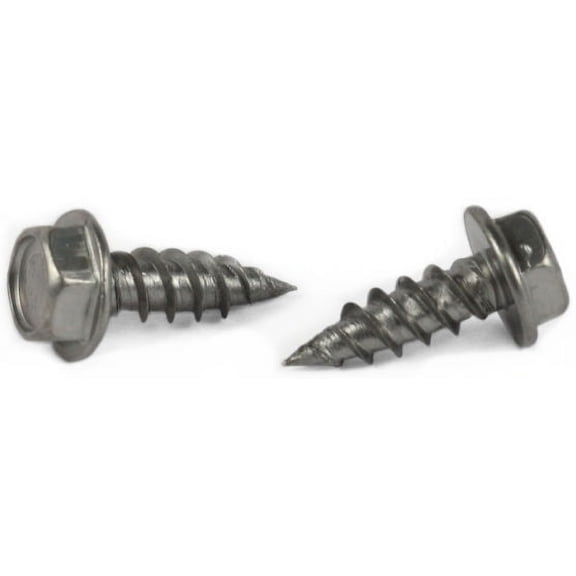 #10 x 1" Self-Piercing Screws / Unslotted / Hex Washer Head (1/4"AF) / 410 Stainless Steel - 4000 Piece Carton
