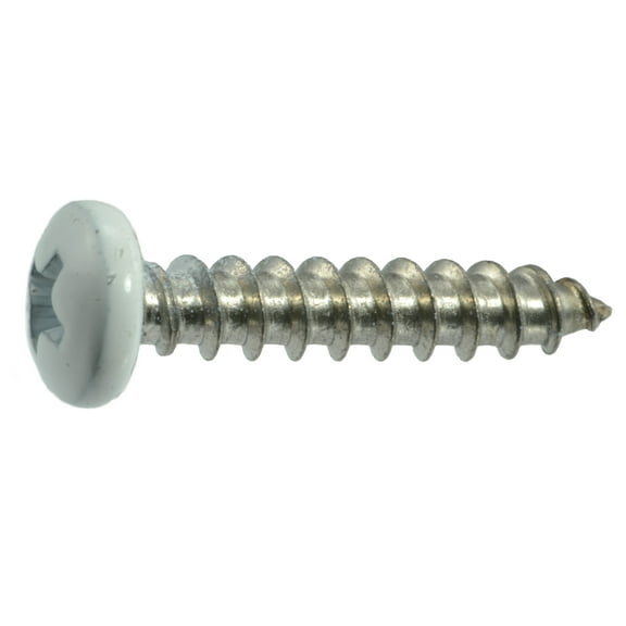 #10 x 1" White Painted 18-8 Stainless Steel Phillips Pan Head Sheet Metal Screws SMSPSS-644