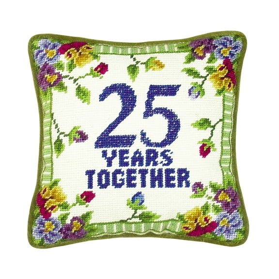25 Years Together Needlepoint Mini Accent Pillow