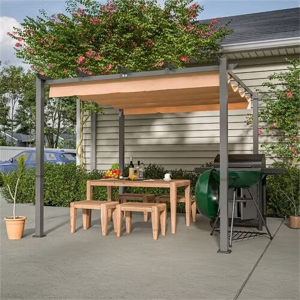10' x 10' Aluminum Patio Pergola with Retractable Pergola Canopy