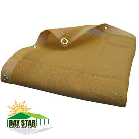 (10' x 10') (Beige) HD Mesh Tarp Net Sun Shade Fence Screen Patio Canopy Top (Finished Size 9'.6 X 9'.6)
