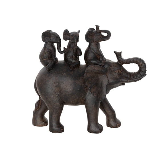10" x 10" Brown Polyresin Elephant Sculpture, by DecMode