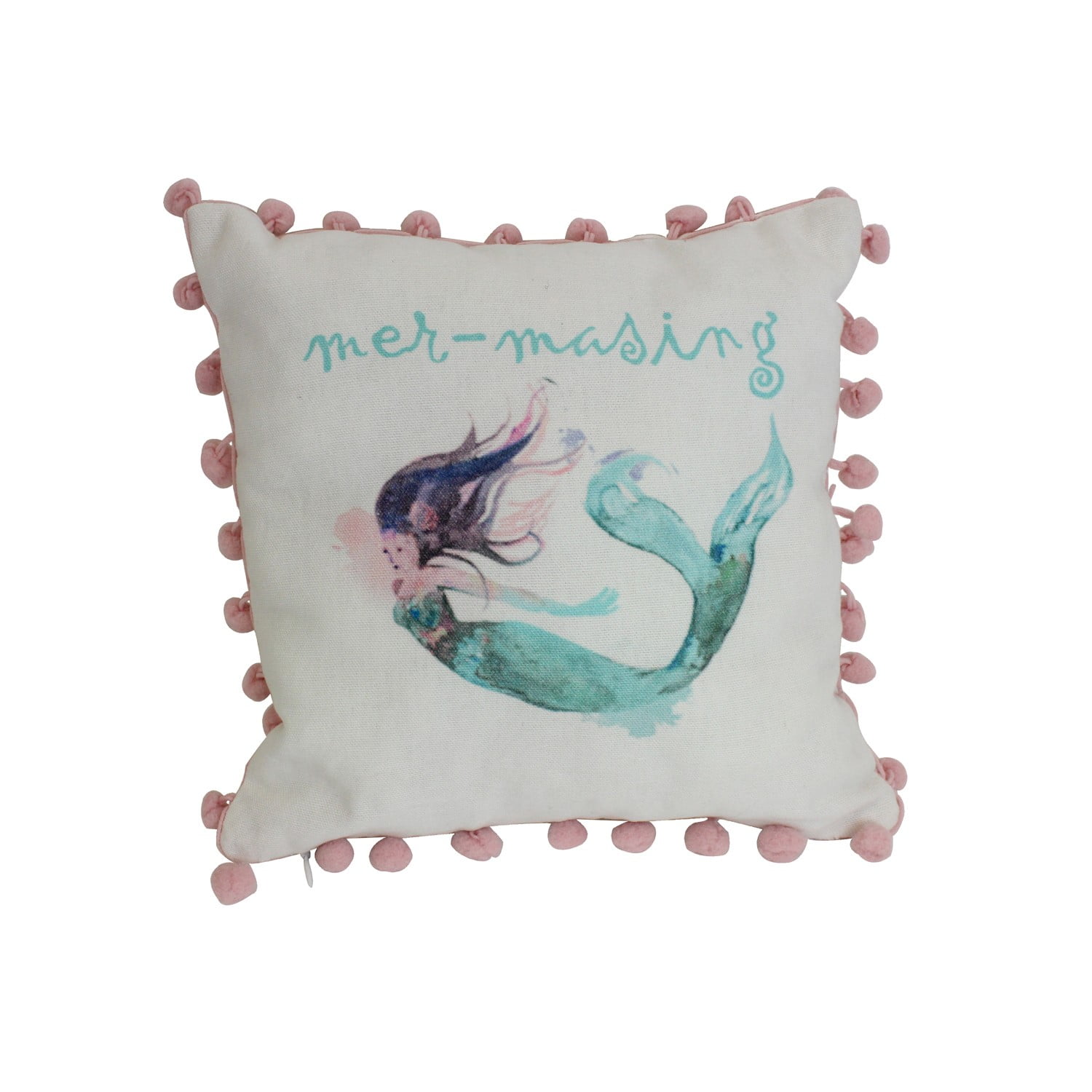 10" x 10" Cotton Mermaid Print Accent Throw Pillow